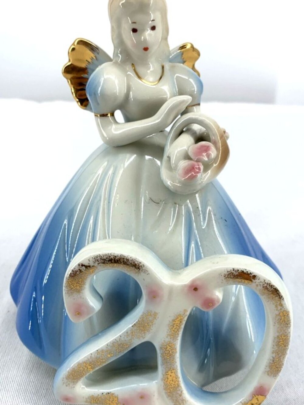 Josef Originals 20th Birthday Girl Angel Figurine In Blue 6.5" Ceramic